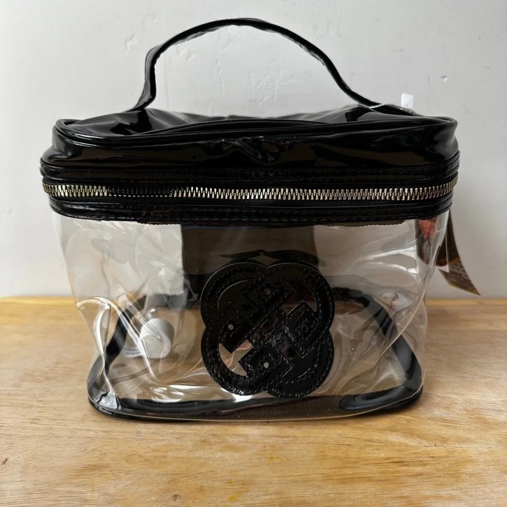 Daisy Fuentes Cosmetic Bag Black Clear Train‎ Case DF-CBG1026 NWT Gfit Travel